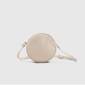 Quince Italian Leather Circle Crossbody Bag in Stone